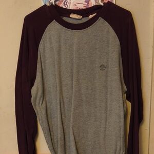 Timberland Gray and Dark Brown Long Sleeve Tee